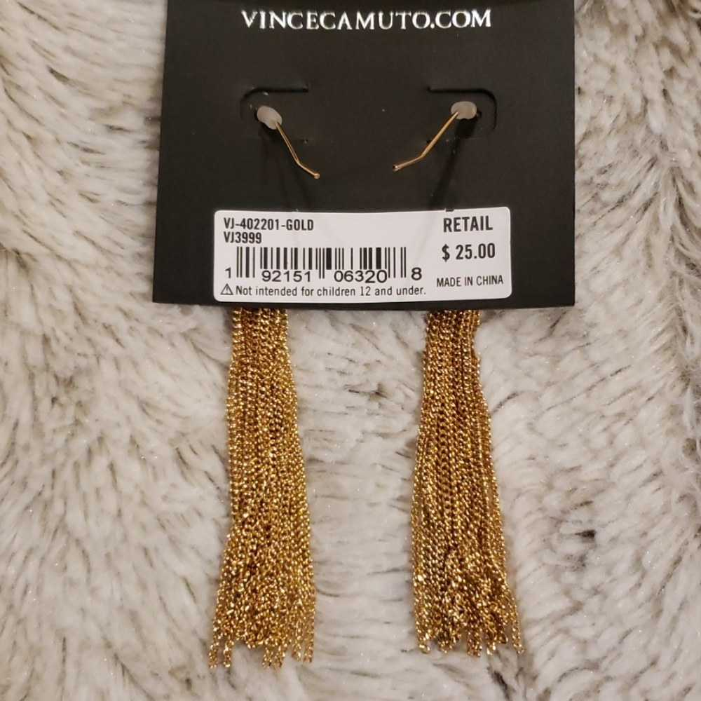 NWT - Vince Camuto Gold Tassel Earrings - Picture 3 of 4